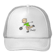 Stick Figure Male Bowler T-shirts and GIfts Trucker Hats