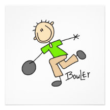 Stick Figure Male Bowler T-shirts and GIfts Invite