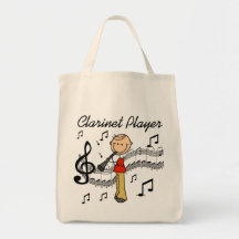 Stick Figure Male Clarinet Player Tshirts and Gift Canvas Bags