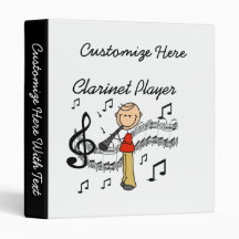 Stick Figure Male Clarinet Player Tshirts and Gift Vinyl Binder