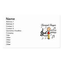 Stick Figure Male Clarinet Player Tshirts and Gift Business Card Template