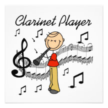 Stick Figure Male Clarinet Player Tshirts and Gift Announcements