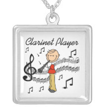 Stick Figure Male Clarinet Player Tshirts and Gift Jewelry