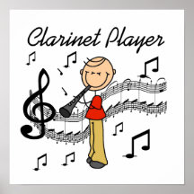 Stick Figure Male Clarinet Player Tshirts and Gift Posters