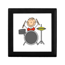 Stick Figure Male Drummer T-shirts and Gifts Jewelry Box