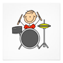Stick Figure Male Drummer T-shirts and Gifts Custom Announcements
