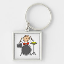 Stick Figure Male Drummer T-shirts and Gifts Keychains