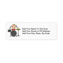 Stick Figure Male Drummer T-shirts and Gifts Return Address Label
