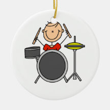 Stick Figure Male Drummer T-shirts and Gifts Christmas Ornament