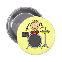 Stick Figure Male Drummer T-shirts and Gifts Pins