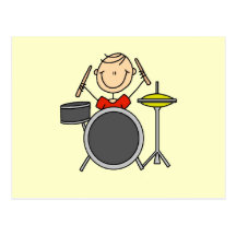 Stick Figure Male Drummer T-shirts and Gifts Post Card