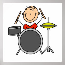 Stick Figure Male Drummer T-shirts and Gifts Posters