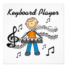 Stick Figure Male Keyboard Player Gifts Personalized Invitations
