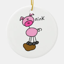 Stick Figure Pig T-shirts and Gifts Christmas Ornaments