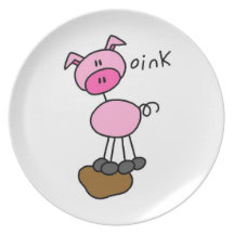 Stick Figure Pig T-shirts and Gifts Party Plates