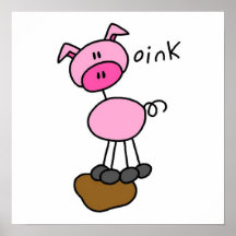 Stick Figure Pig T-shirts and Gifts Print