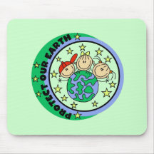 Stick Figure Protect Our Earth T-shirts and Gifts Mousepad