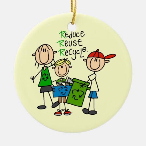 Stick Figure Reduce  Reuse Recycle T-shirts Ornament
