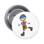 Stick Figure Roller Skating Pinback Button