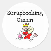 Stick Figure Scrapbook Queen Tshirts and Gifts Round Sticker