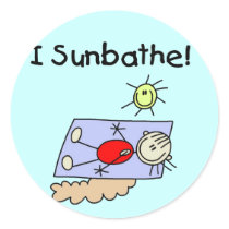 Stick Figure Sunbather Tshirts and Gifts Round Stickers