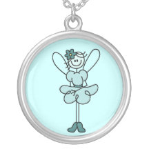 Stick Figure Teal Angel Necklace