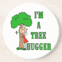 Stick Figure Tree Hugger T-shirts and Gifts Drink Coasters