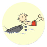 Stick Figure Tubing Tshirts and Gifts Round Stickers