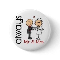 Stick Figure Wedding Couple Mr. & Mrs. Always Pin