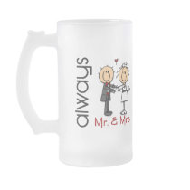 Stick Figure Wedding Couple Mr. & Mrs. Always Mugs