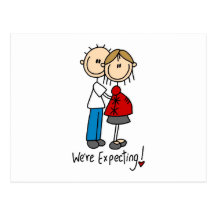 Stick Figure We're Expecting Postcard