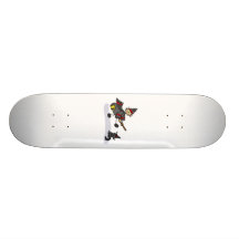 Stick Figure Witch with Cute Cat Skateboards