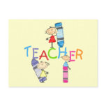 Stick Figures Crayons Teacher Tshirts and Gifts Post Cards