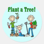 Stick  Figures Plant a Tree T-shirts and Gifts Round Stickers