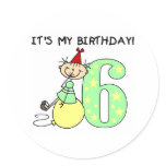 Stick Girl 6th Birthday stickers