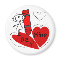 Stick Girl Be Mine Valentine Fridge Magnet