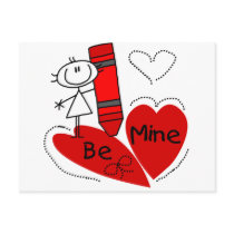 Stick Girl Be Mine Valentine Post Cards