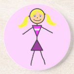 Stick Girl Blonde Drink Coaster