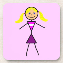 Stick Girl Blonde Drink Coasters
