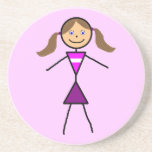 Stick Girl Brunette Beverage Coasters