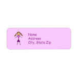 Stick Girl Brunette Return Address Labels