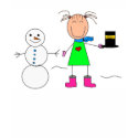 stick girl building a snowman t-shirts