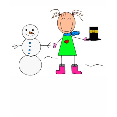 stick girl building a snowman tshirt by funforall
