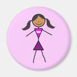 Stick Girl Dark Brunette Fridge Magnets