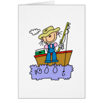 Stick Girl Fishing Greeting Card