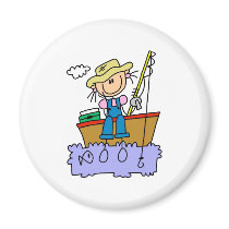 Stick Girl Fishing Fridge Magnet