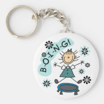 Stick Girl on Trampoline Keychains