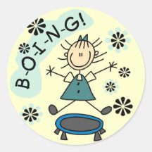 Stick Girl on Trampoline T-shirts and Gifts Stickers