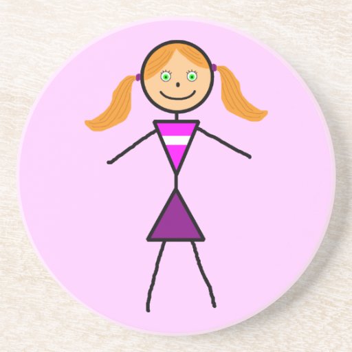 Stick Girl Redhead Beverage Coasters