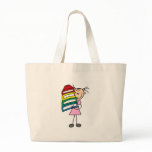 Stick Girl with Books Tote Bag